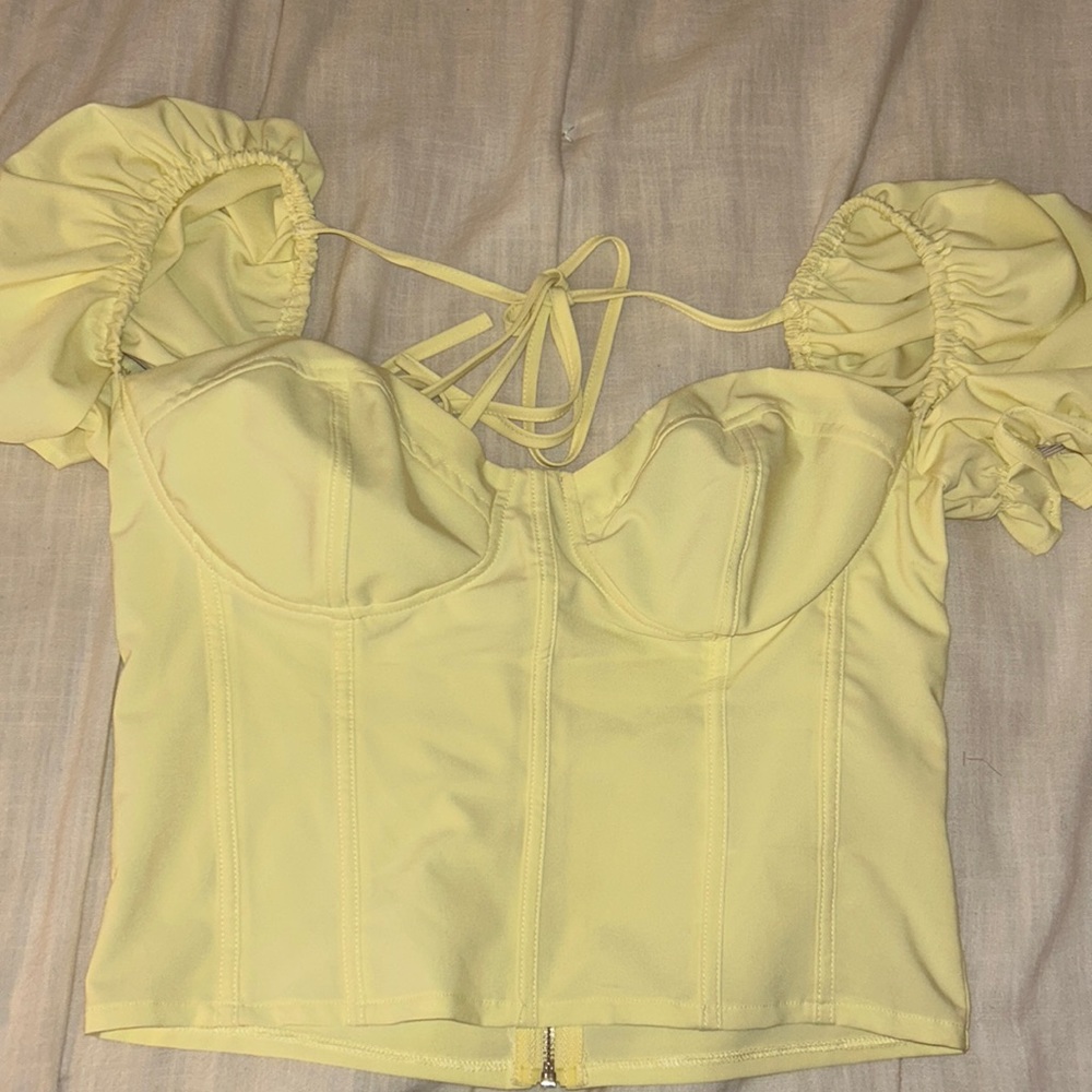 Puff sleeve bustier crop top